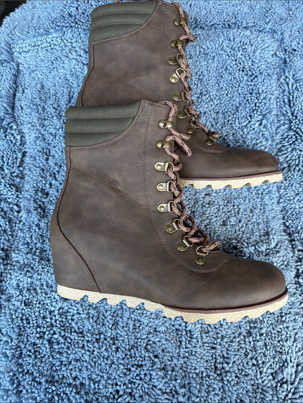 Maurices Brown Lace-Up Wedge Ankle Boots